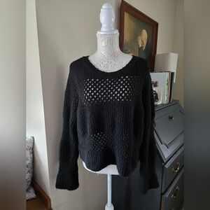 Stitchdrop Womens M Black Open Knit Sweater